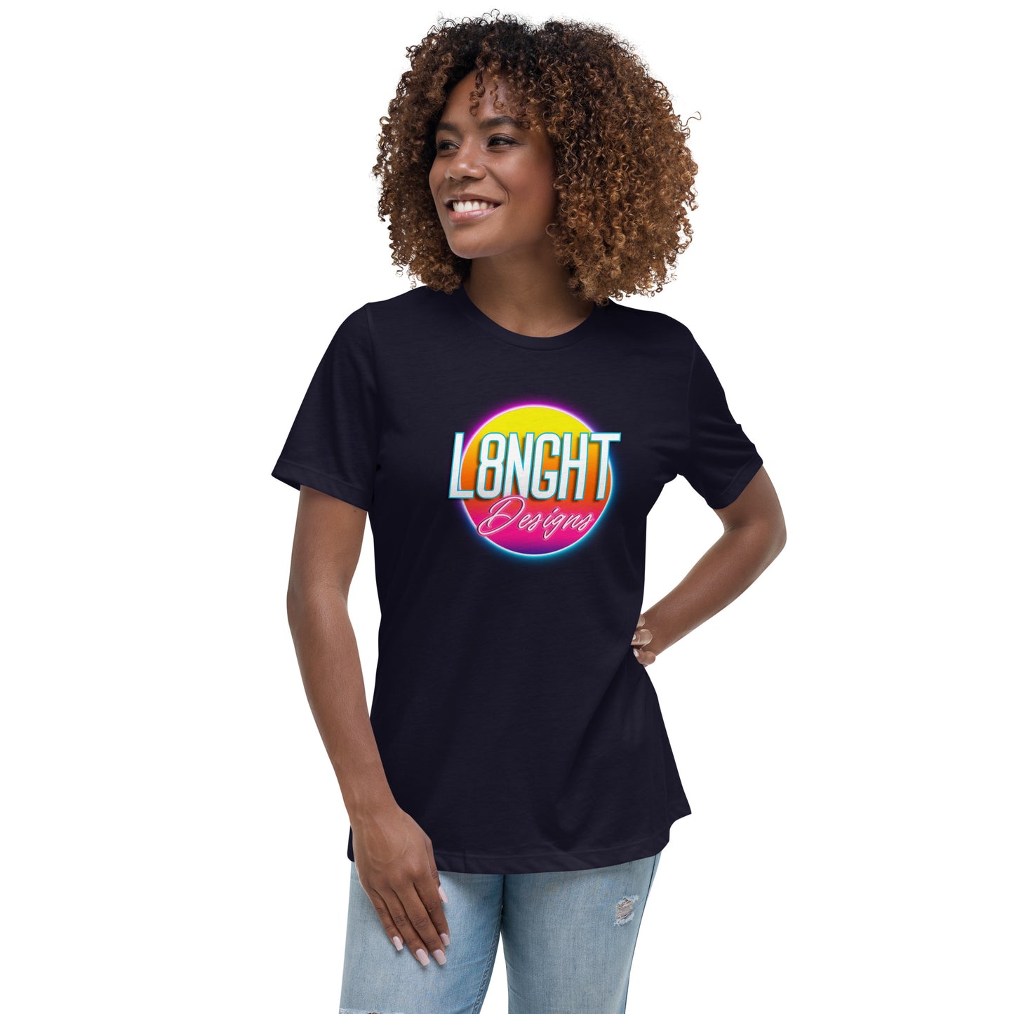 L8NGHT 3D neon logo Women's Relaxed T-Shirt