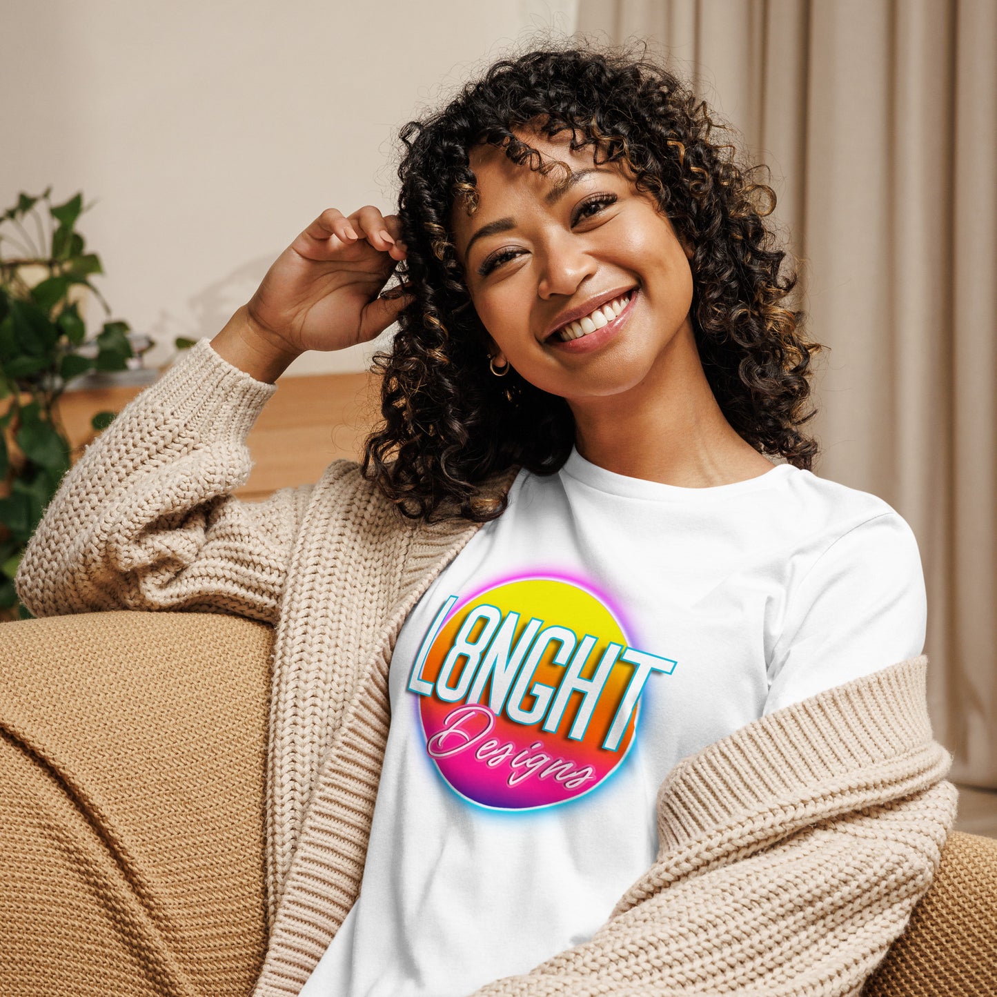L8NGHT 3D neon logo Women's Relaxed T-Shirt