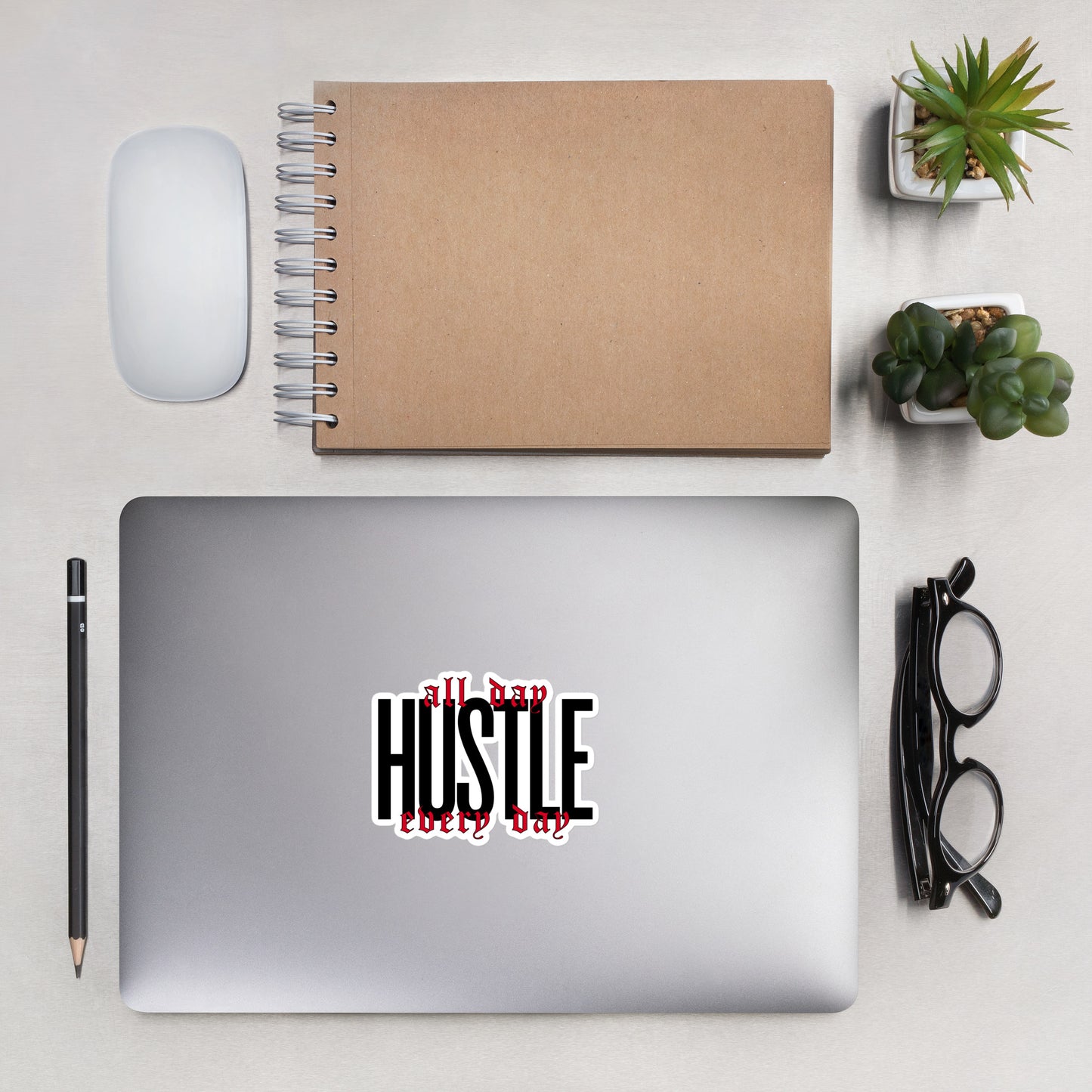 HUSTLE. all day. every day. Bubble-free stickers