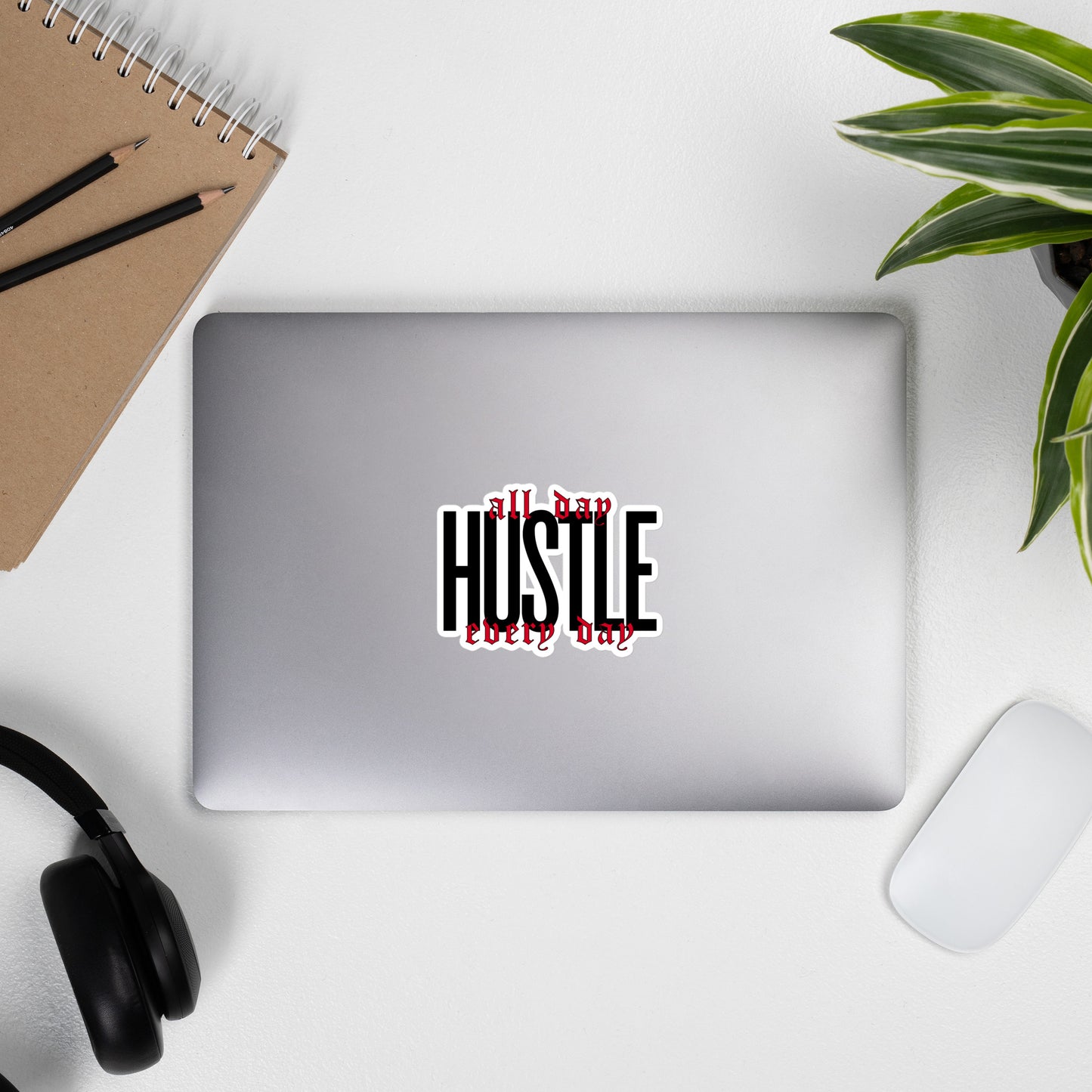 HUSTLE. all day. every day. Bubble-free stickers