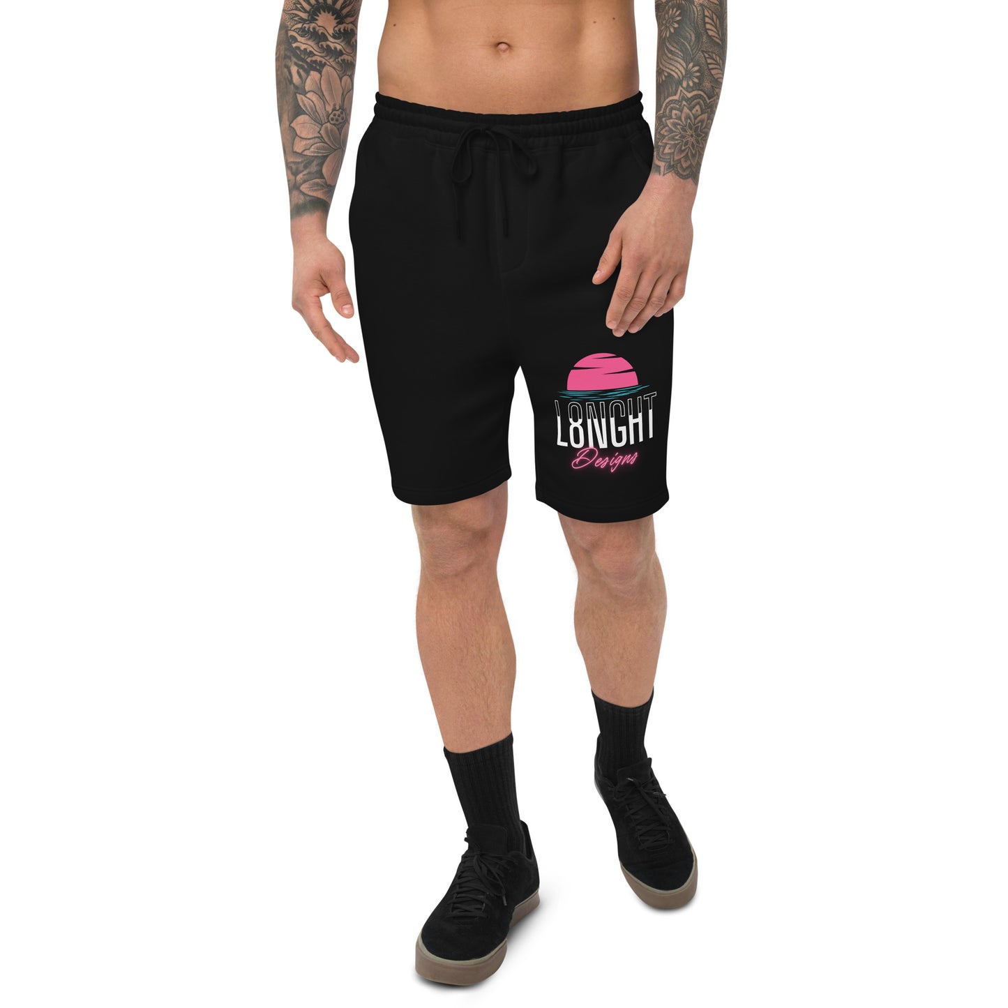L8NGHT Designs Miami Beach logo Men's fleece shorts