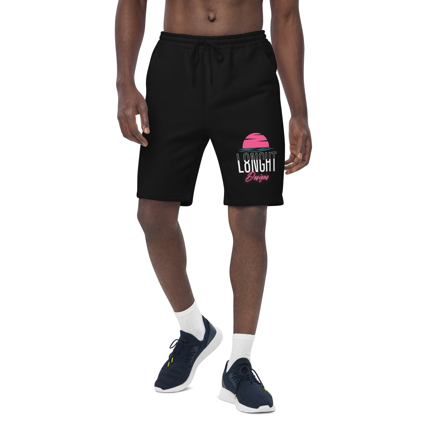 L8NGHT Designs Miami Beach logo Men's fleece shorts