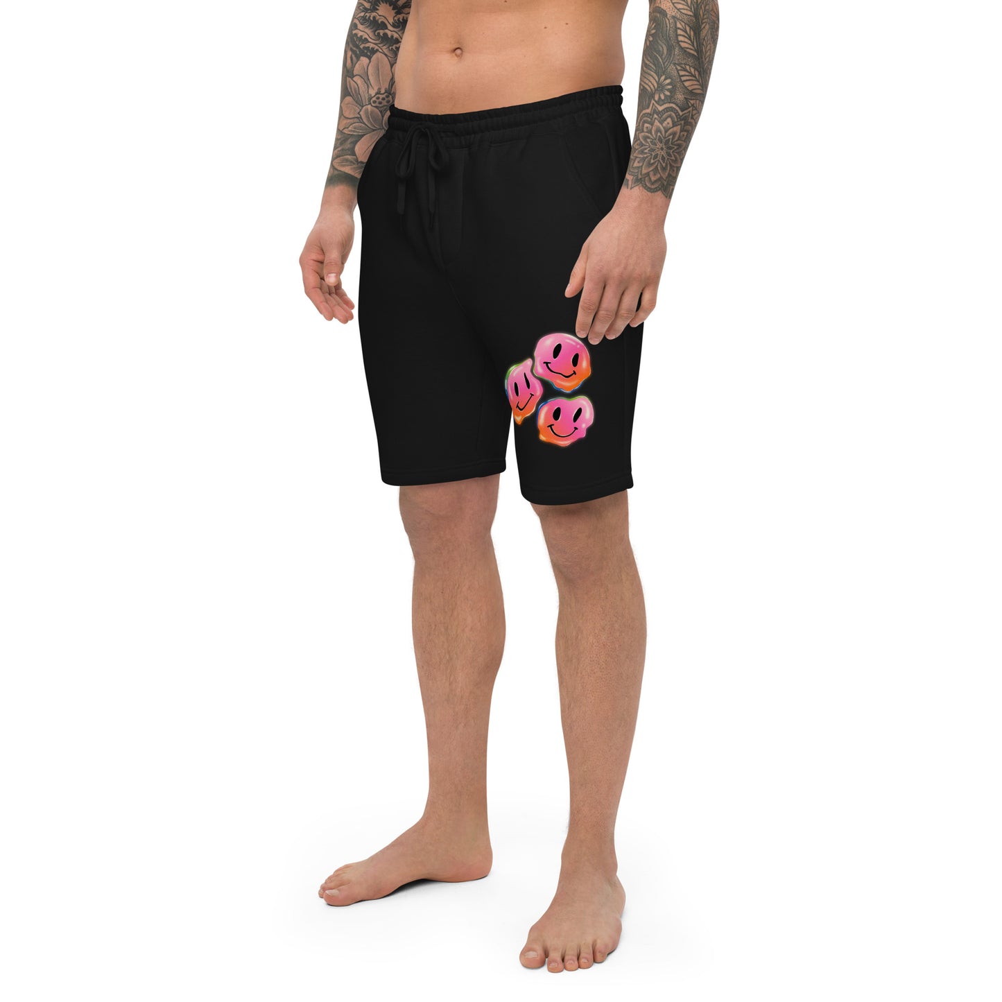 Rainbow Smiley Emojis Men's fleece shorts
