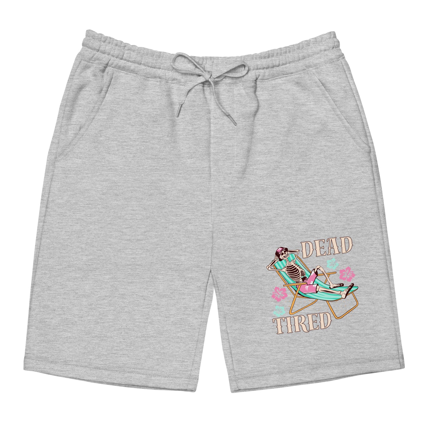 Dead Tired skeleton lounging around Men's fleece shorts