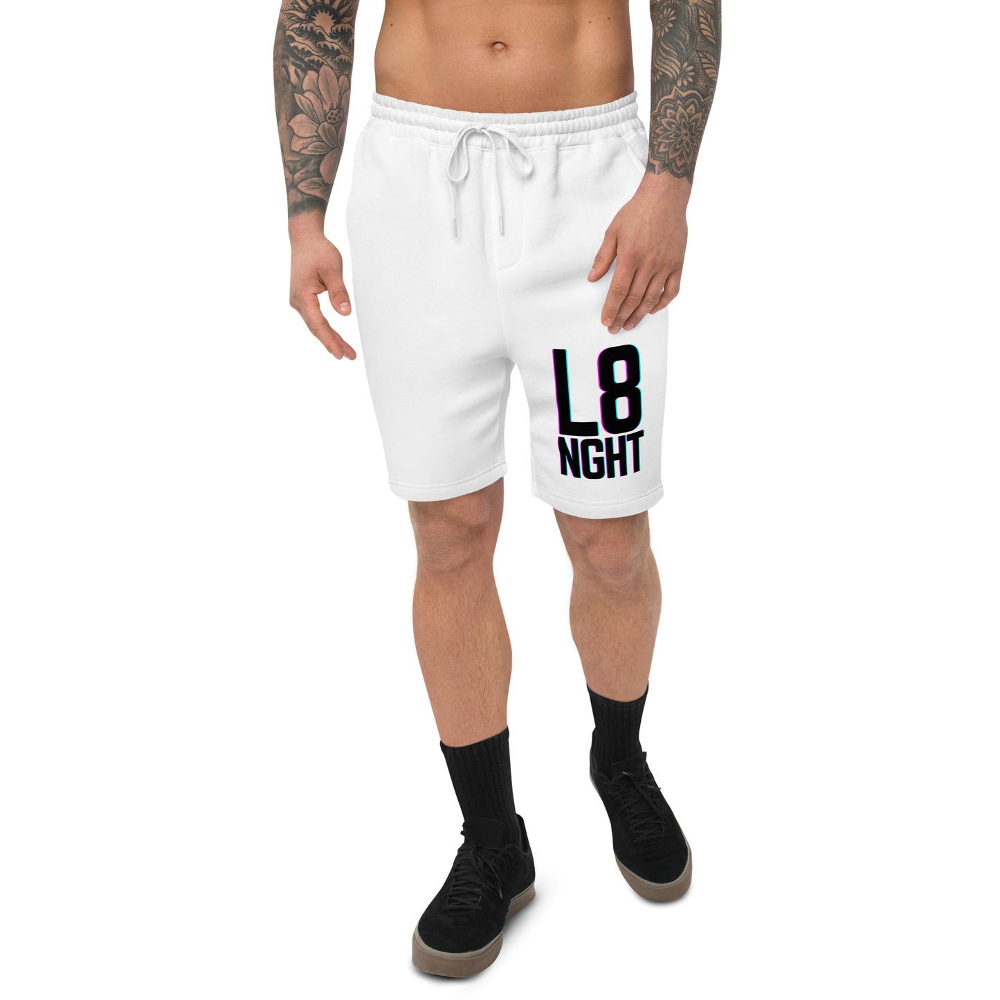 L8NGHT large glitch logo Men's fleece shorts