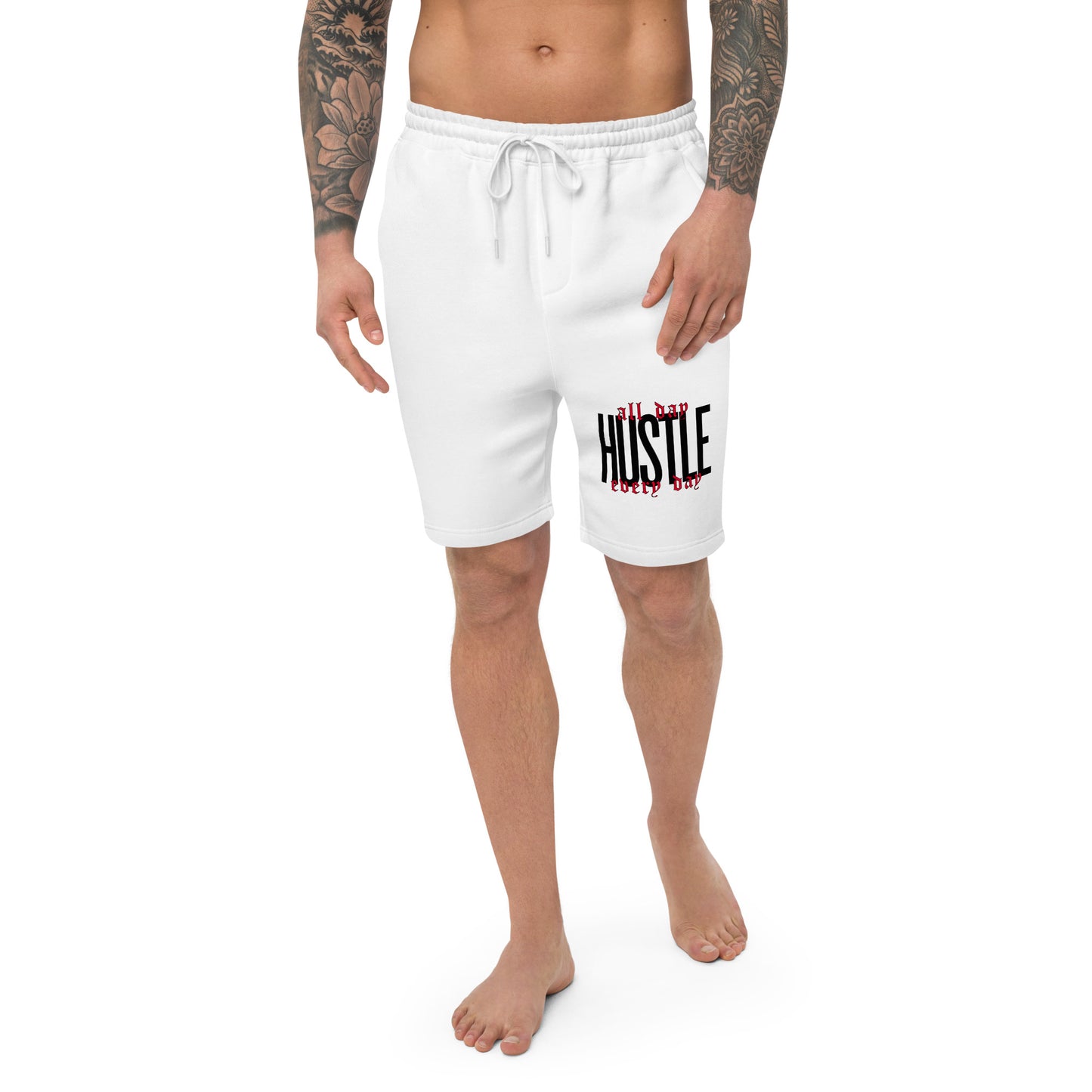HUSTLE. all day. every day. Men's fleece shorts
