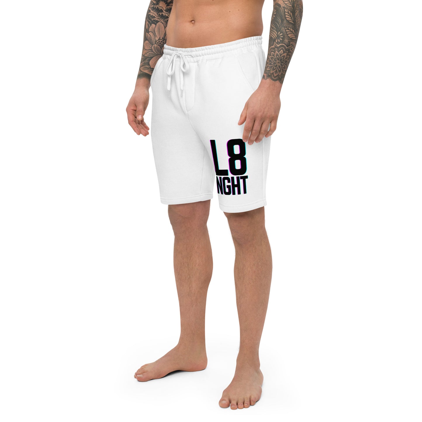 L8NGHT large glitch logo Men's fleece shorts