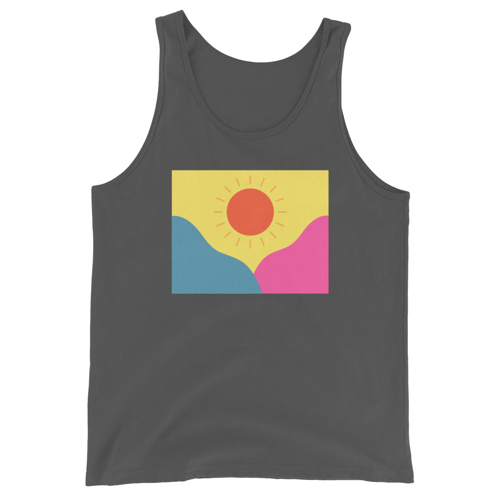 Abstract sun above mountains Unisex Tank Top