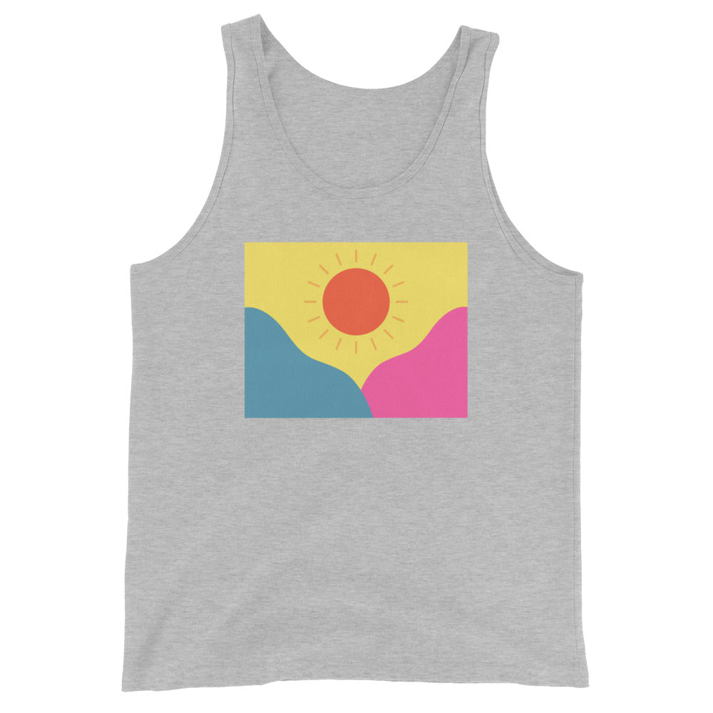 Abstract sun above mountains Unisex Tank Top