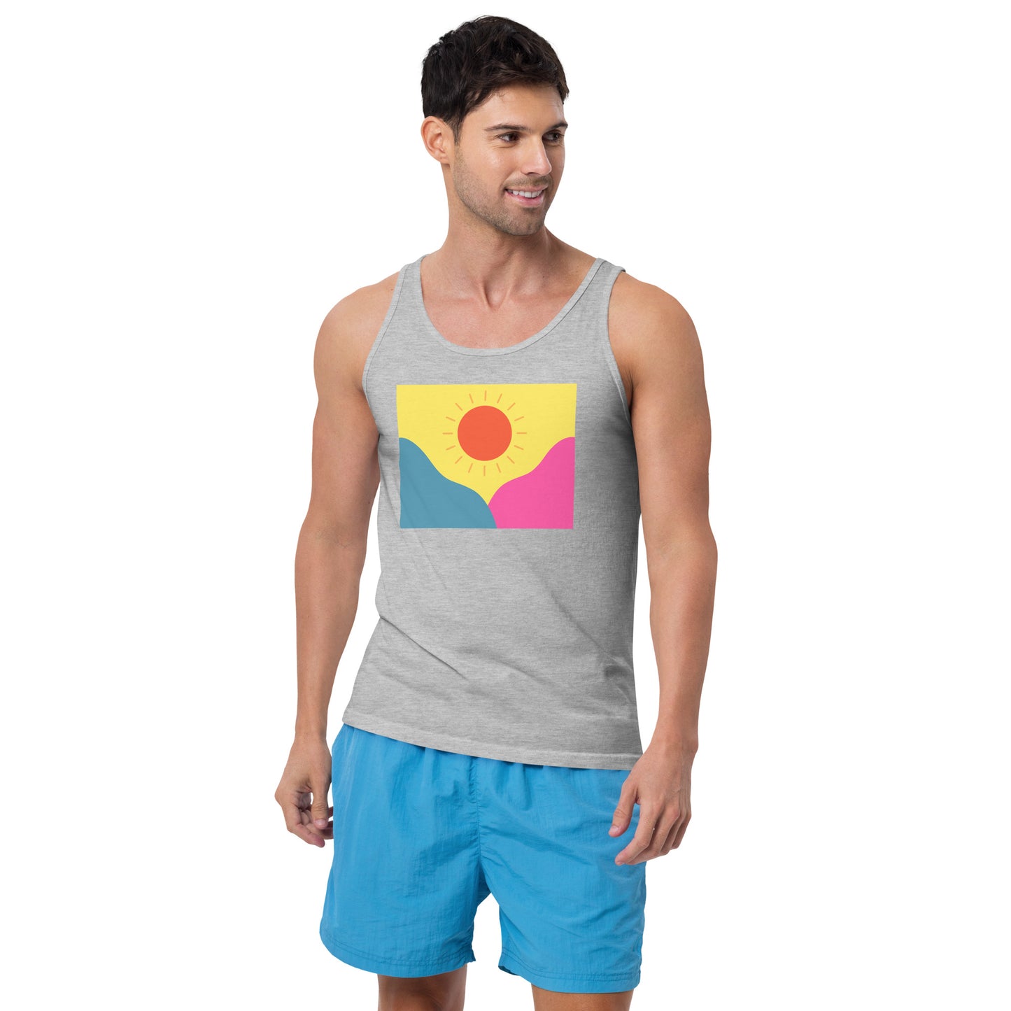 Abstract sun above mountains Unisex Tank Top