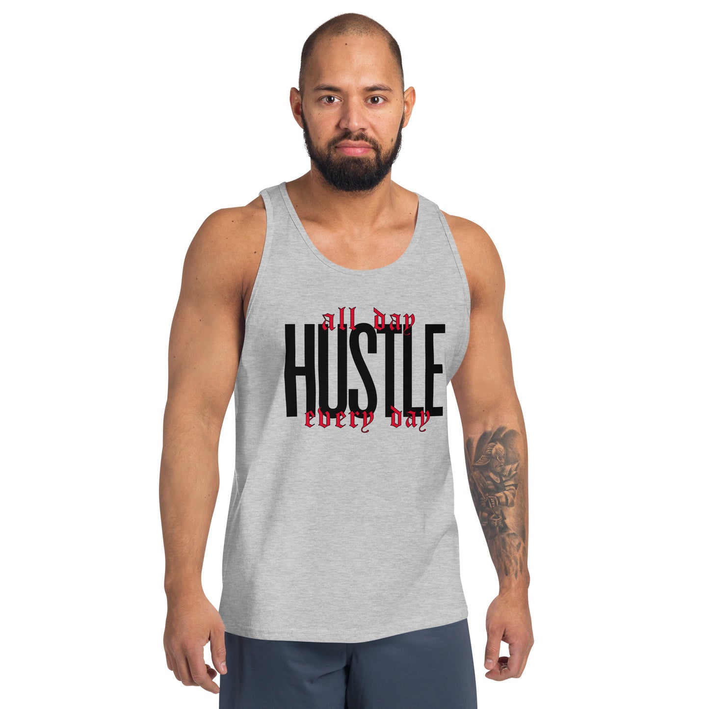 HUSTLE. all day. every day. Unisex Tank Top