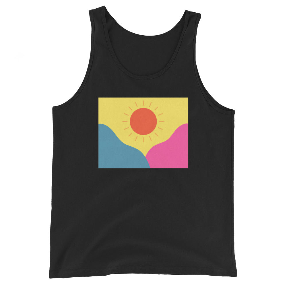 Abstract sun above mountains Unisex Tank Top