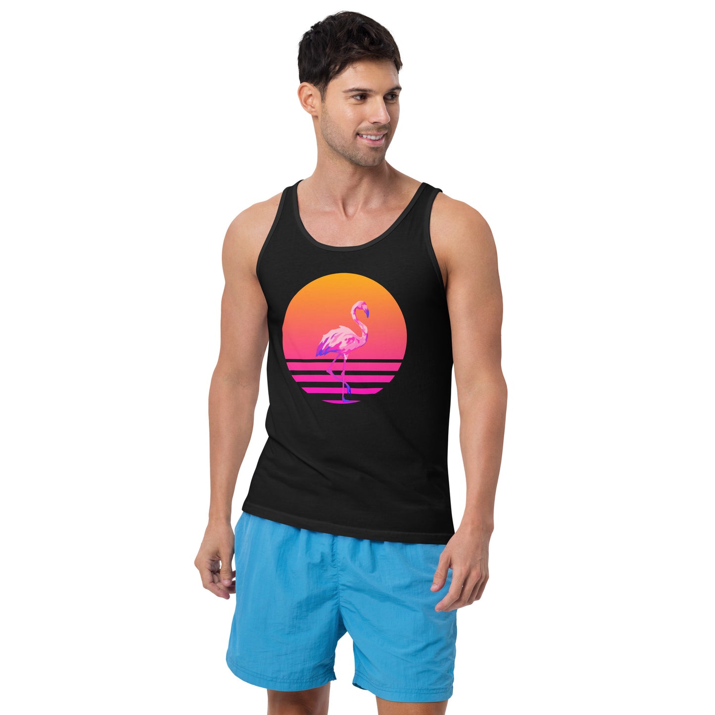Retro Sunset Flamingo Unisex Tank Top