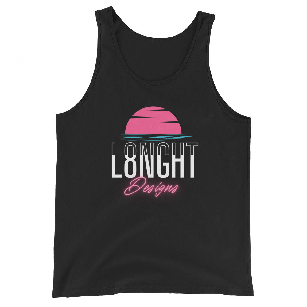 L8NGHT Designs Miami Beach logo Unisex Tank Top