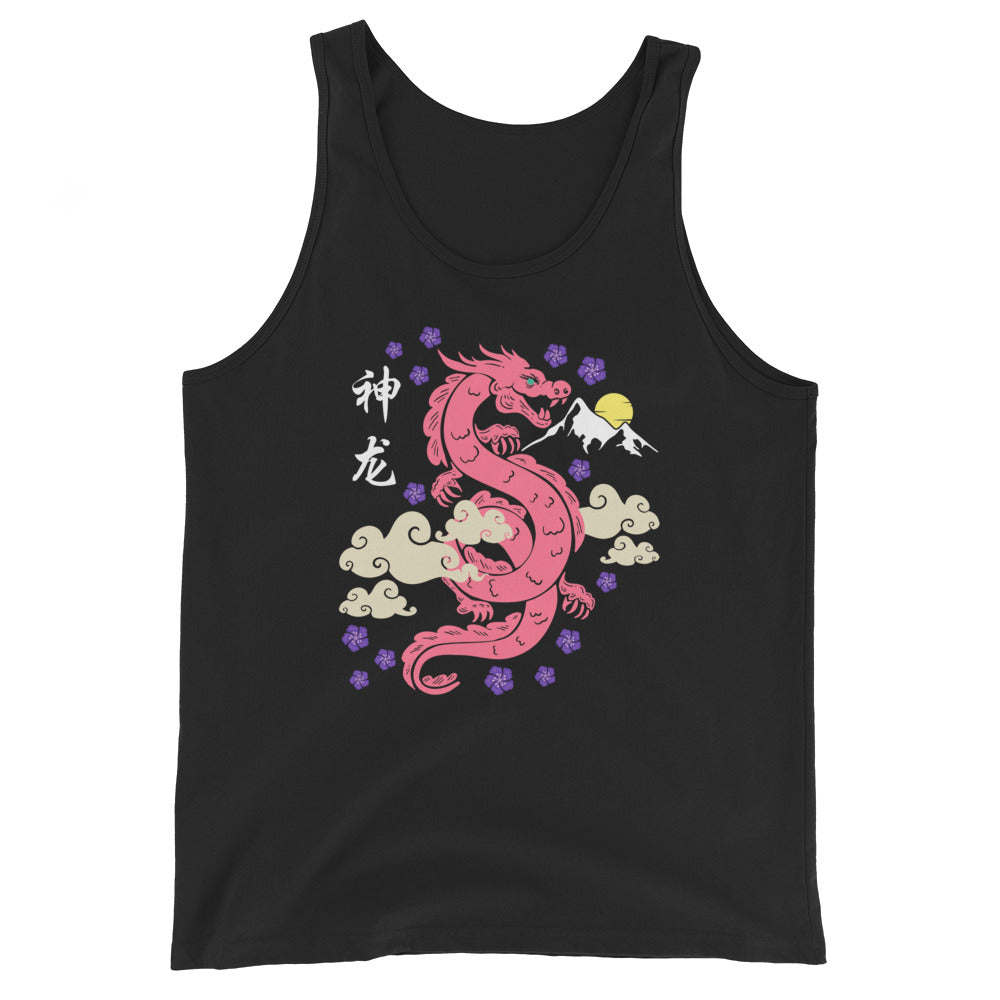 Traditional Dragon Cherry Blossoms Unisex Tank Top