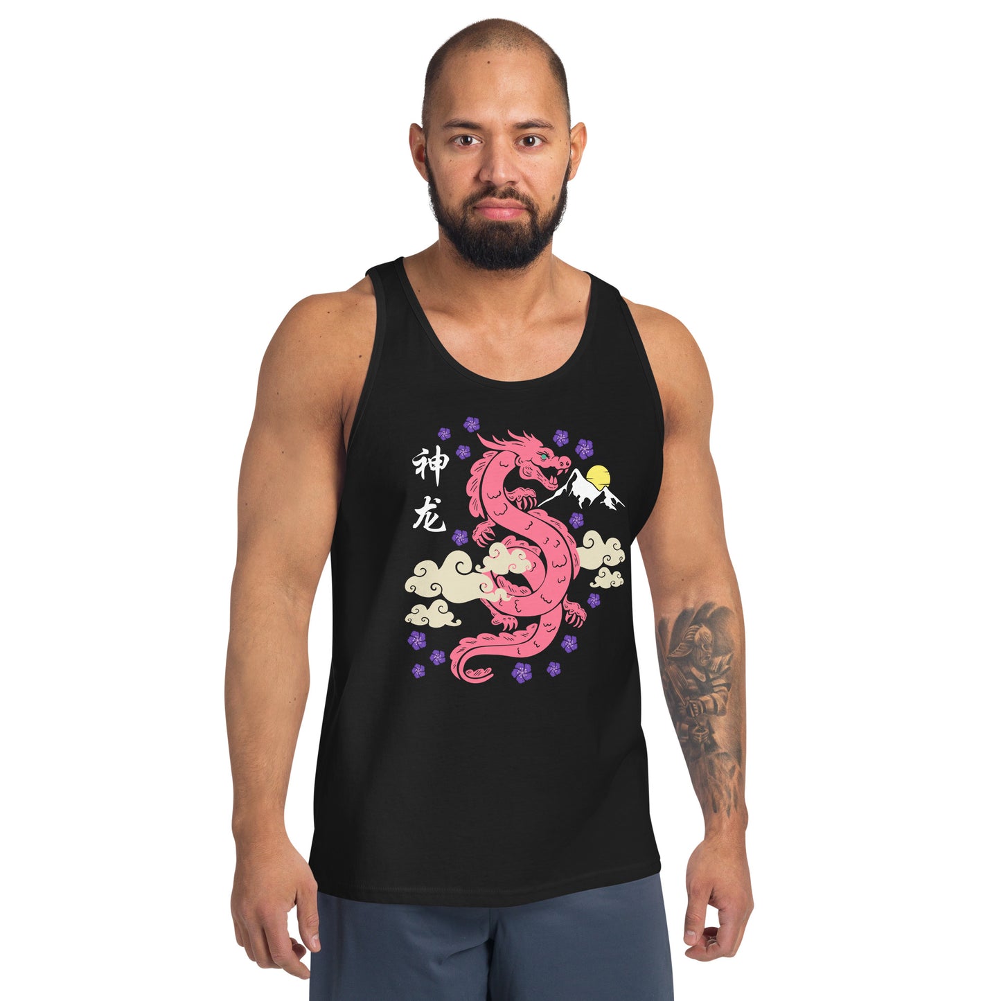 Traditional Dragon Cherry Blossoms Unisex Tank Top