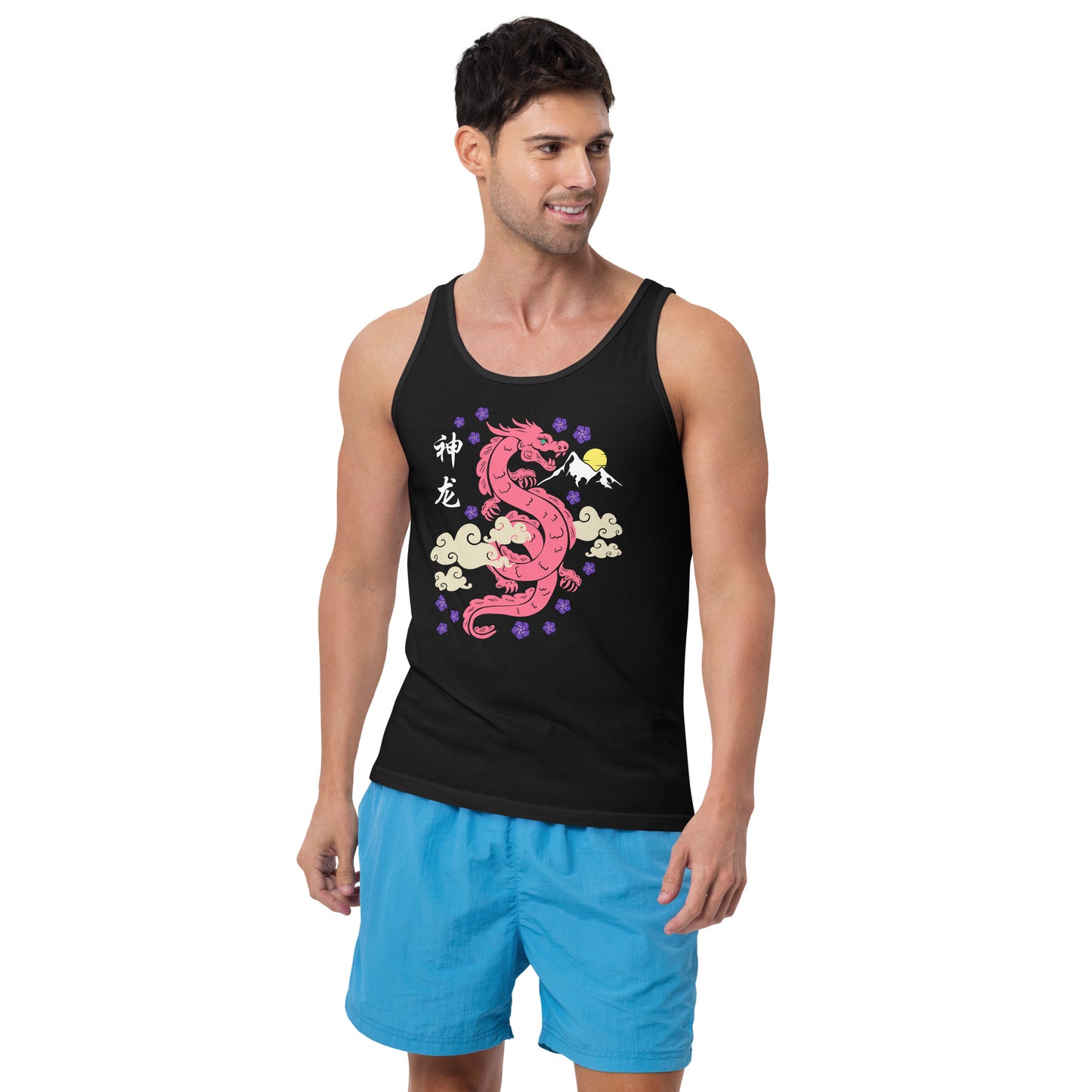 Traditional Dragon Cherry Blossoms Unisex Tank Top