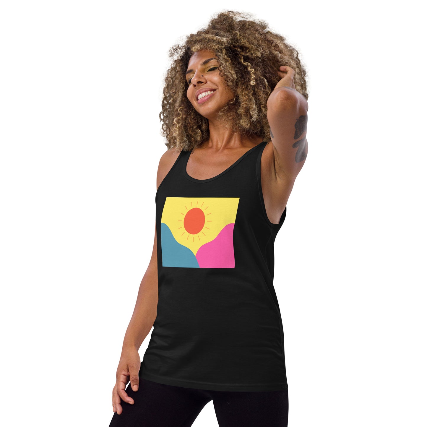 Abstract sun above mountains Unisex Tank Top