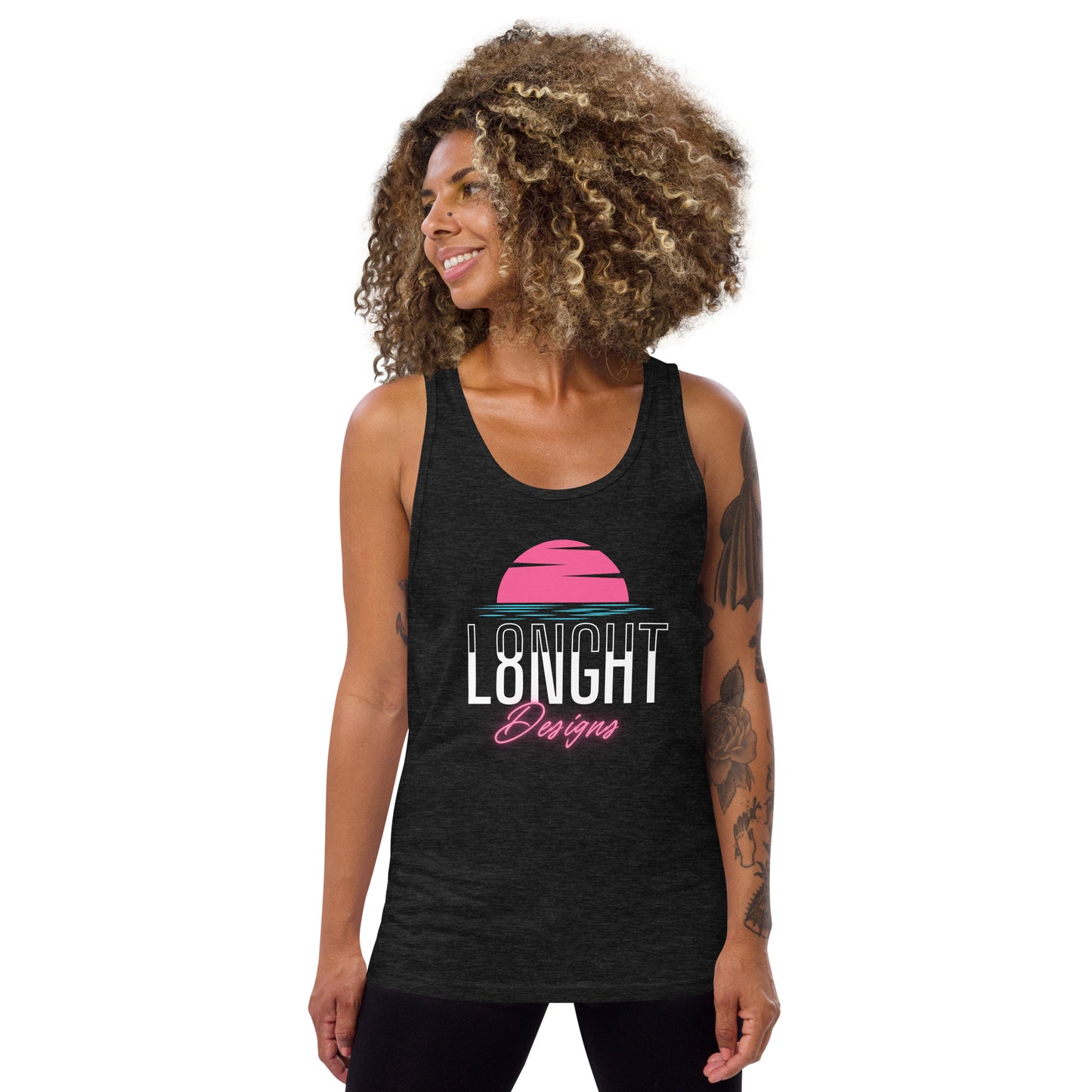 L8NGHT Designs Miami Beach logo Unisex Tank Top