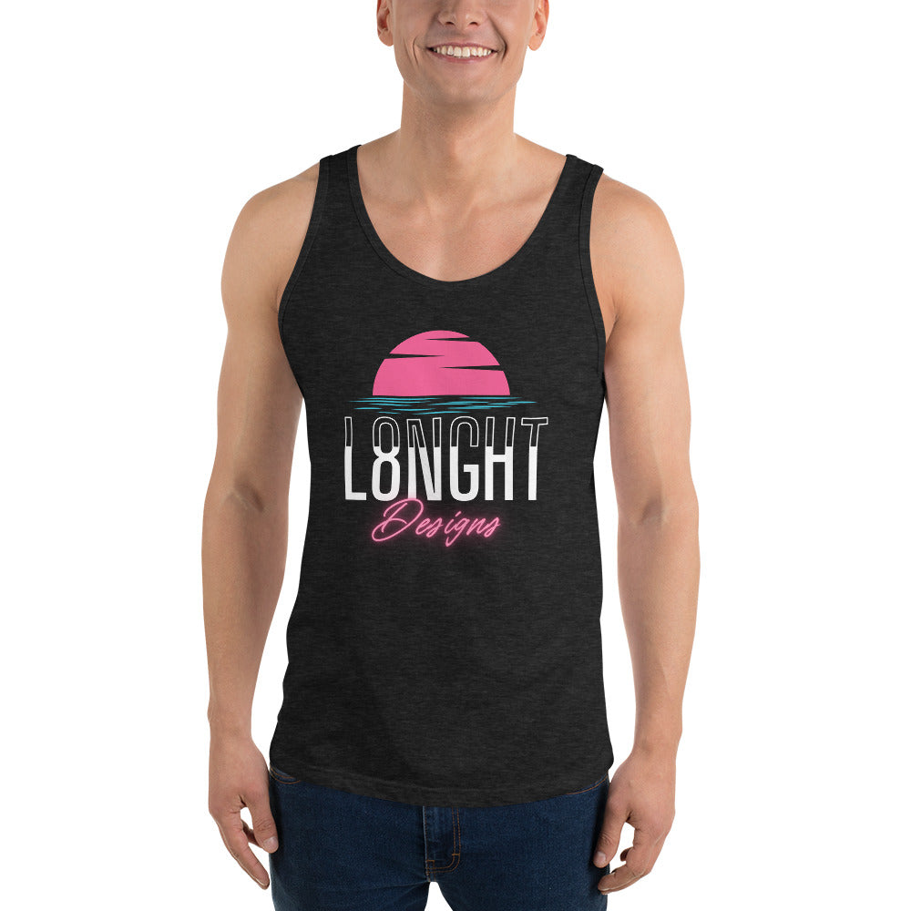 L8NGHT Designs Miami Beach logo Unisex Tank Top