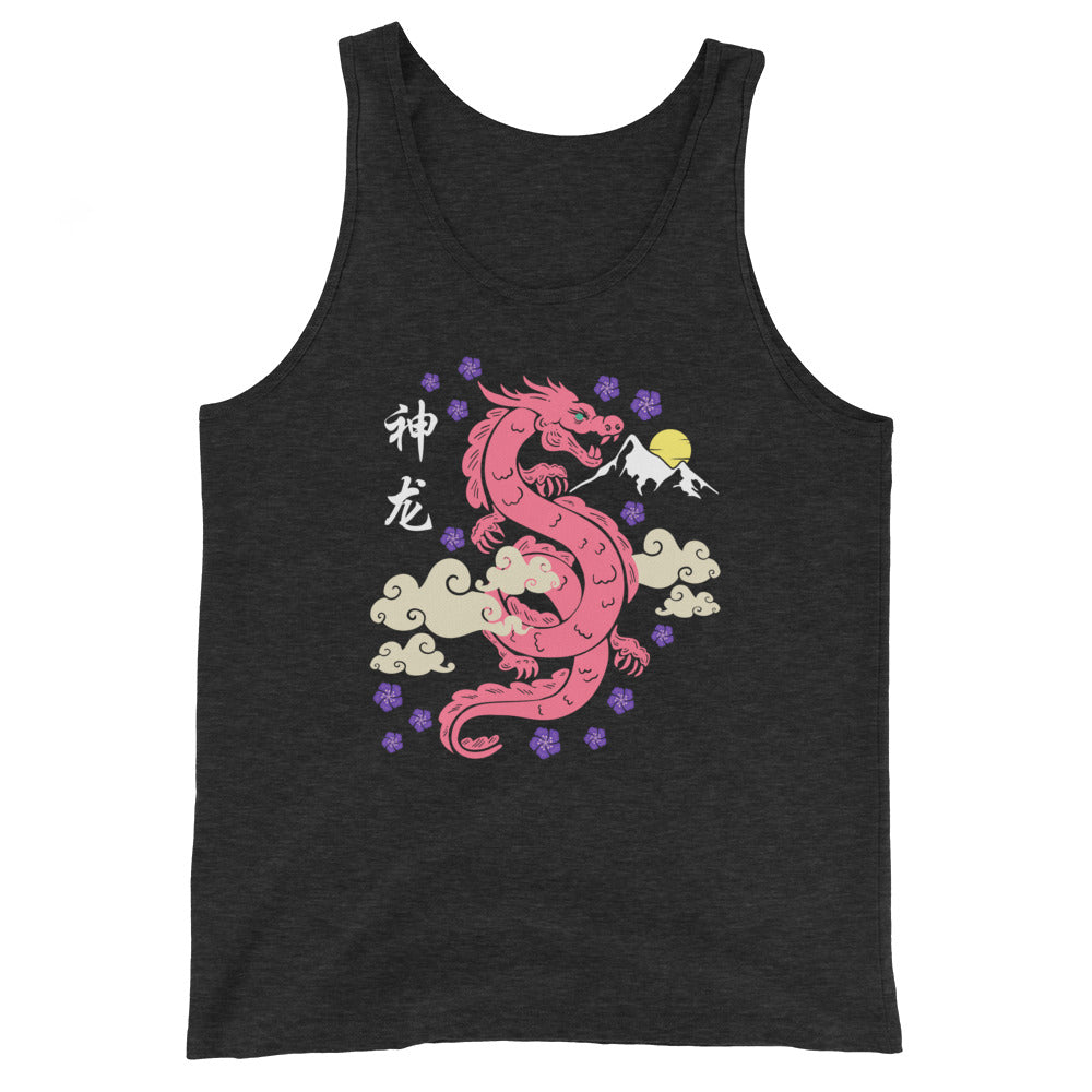Traditional Dragon Cherry Blossoms Unisex Tank Top