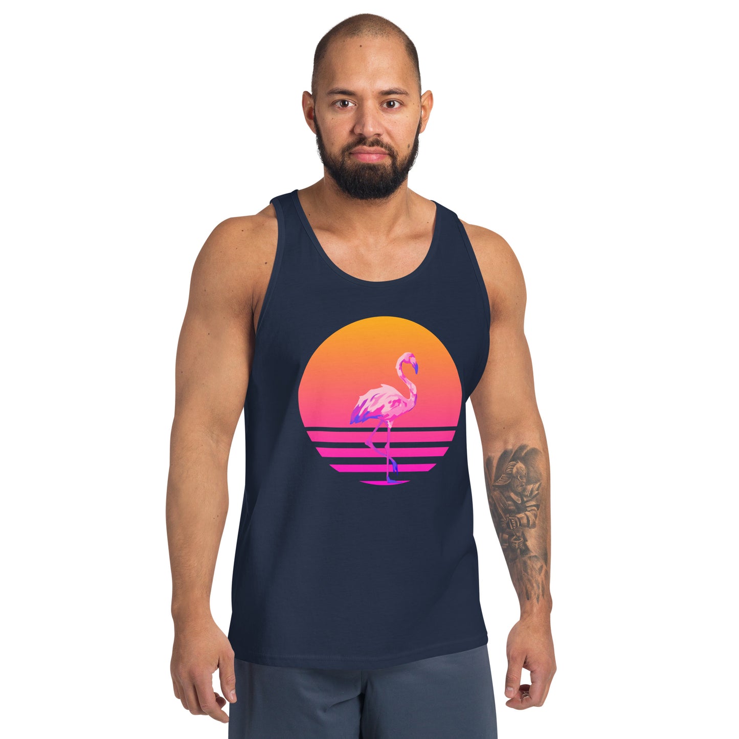 Retro Sunset Flamingo Unisex Tank Top