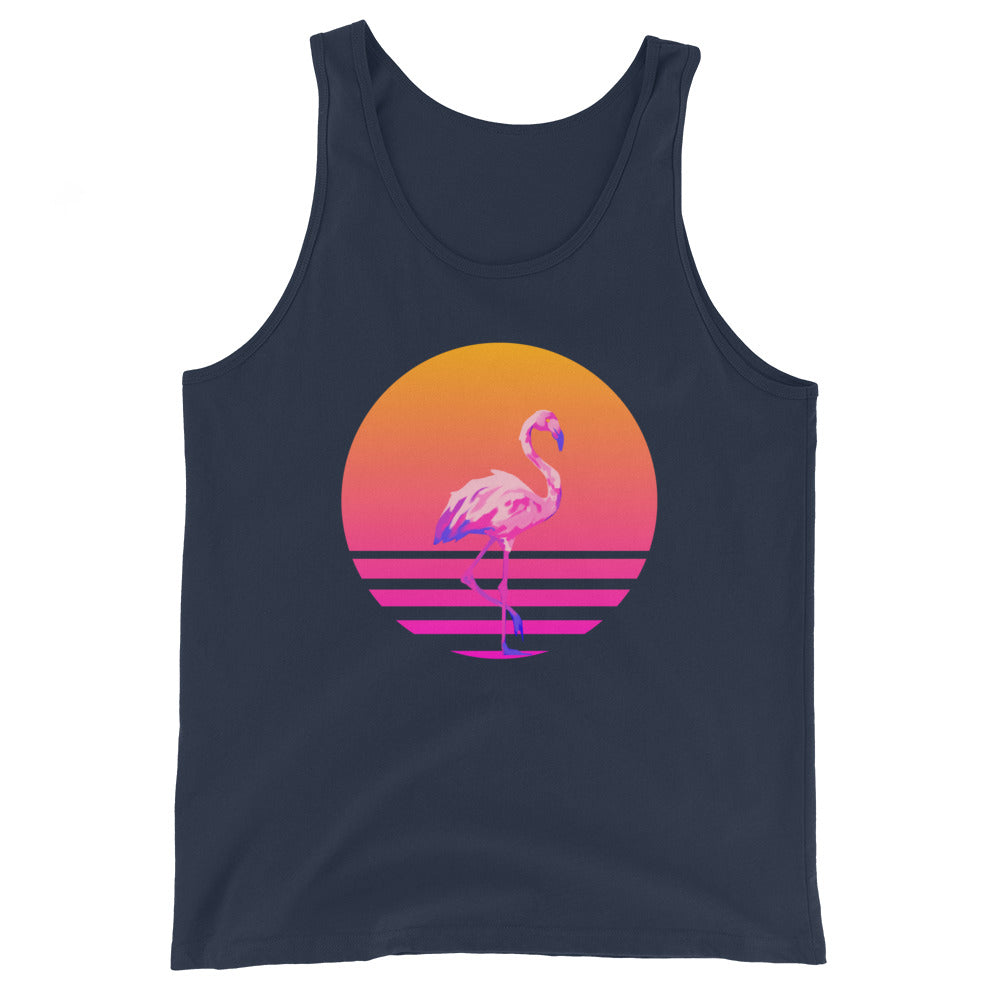 Retro Sunset Flamingo Unisex Tank Top