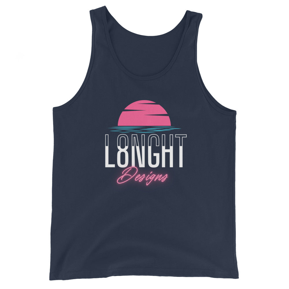 L8NGHT Designs Miami Beach logo Unisex Tank Top