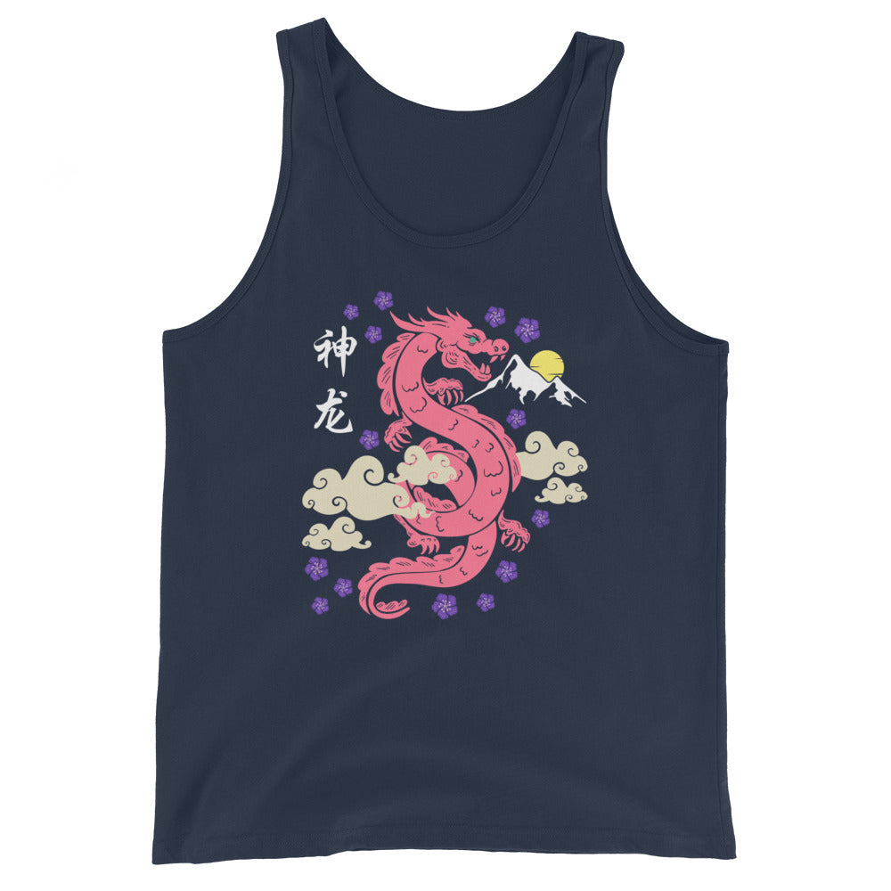 Traditional Dragon Cherry Blossoms Unisex Tank Top