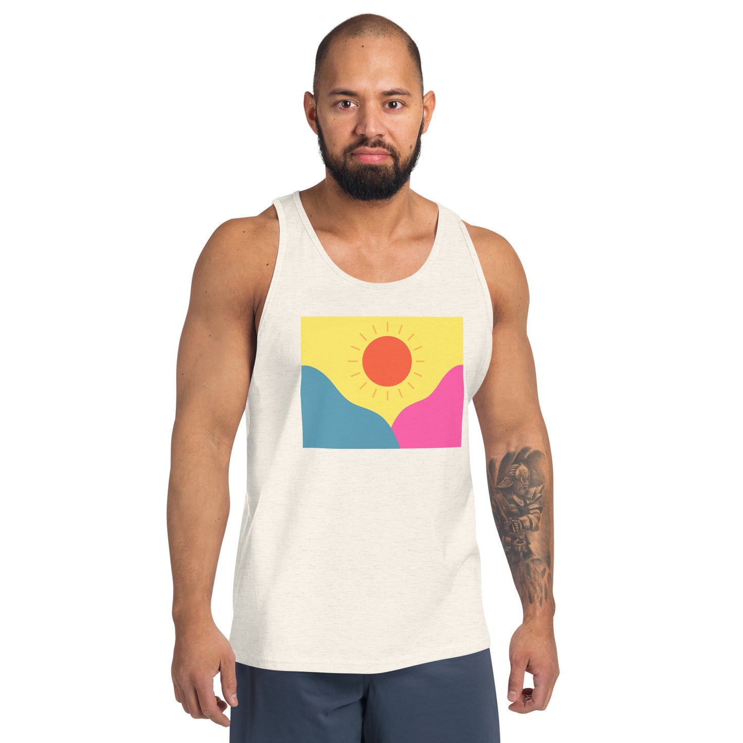 Abstract sun above mountains Unisex Tank Top