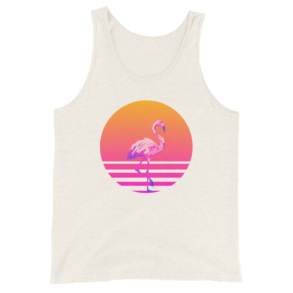 Retro Sunset Flamingo Unisex Tank Top