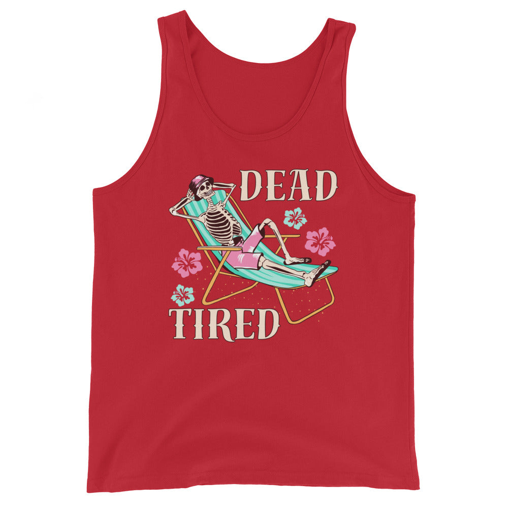 Dead Tired skeleton lounging around Unisex Tank Top