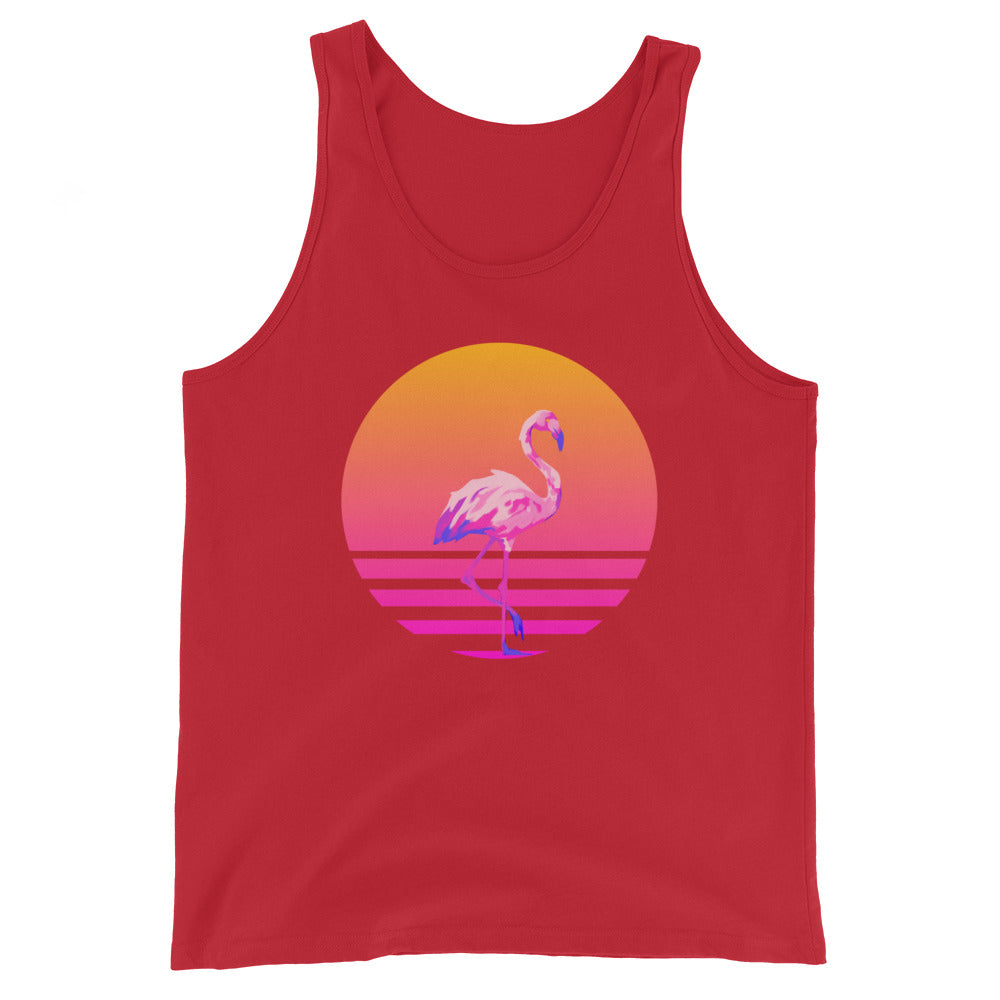 Retro Sunset Flamingo Unisex Tank Top