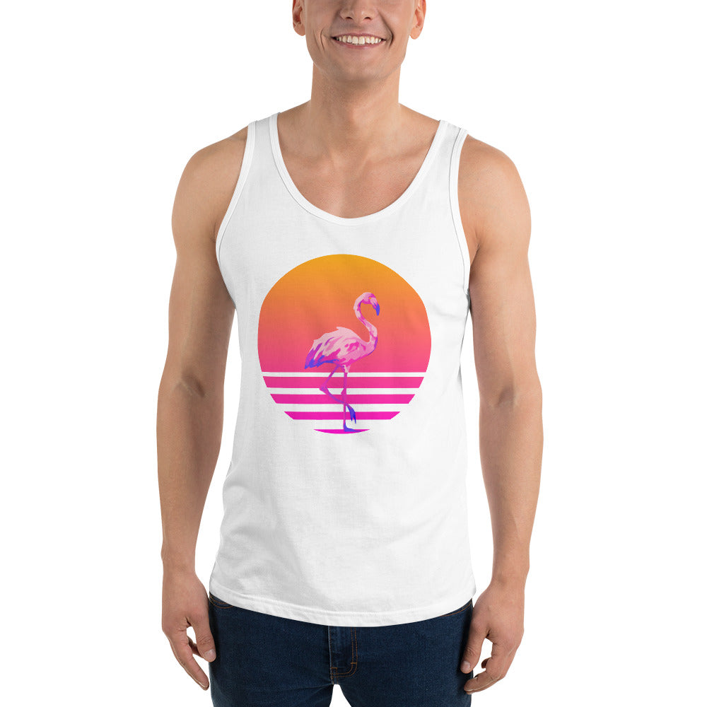 Retro Sunset Flamingo Unisex Tank Top