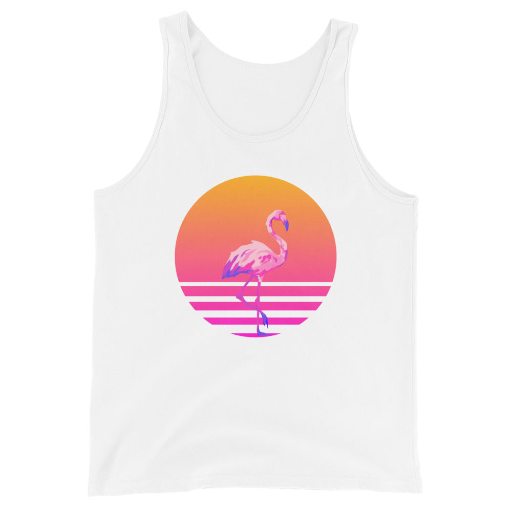 Retro Sunset Flamingo Unisex Tank Top