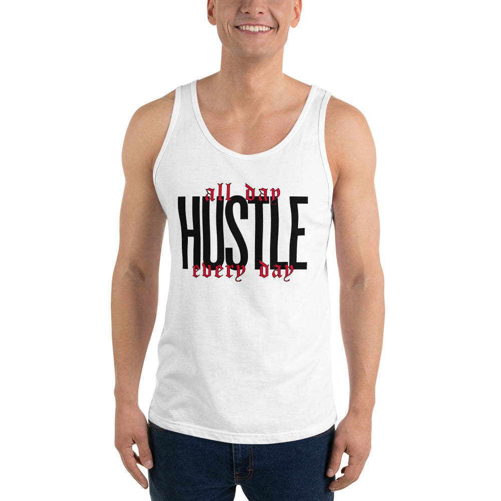 HUSTLE. all day. every day. Unisex Tank Top