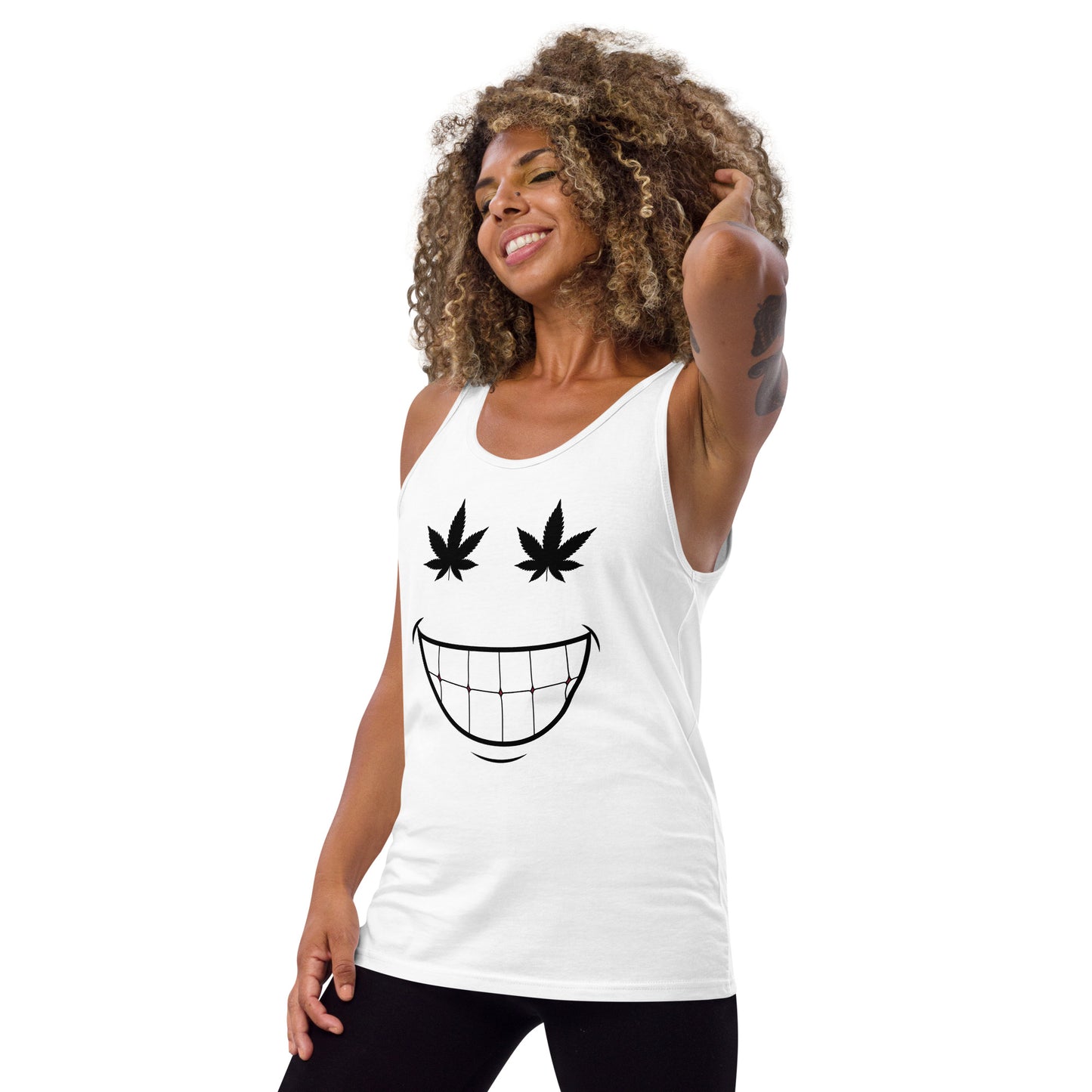Cannabis Weed Smiley Unisex Tank Top