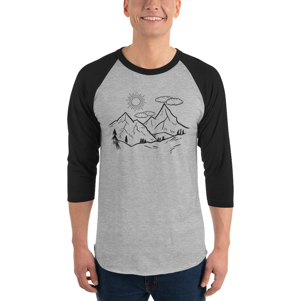 The Great Outdoors Mountain Tops 3/4 sleeve raglan shirt