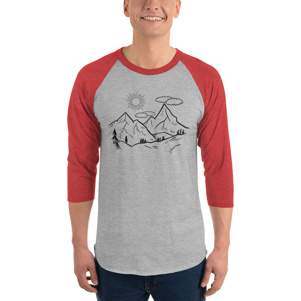 The Great Outdoors Mountain Tops 3/4 sleeve raglan shirt