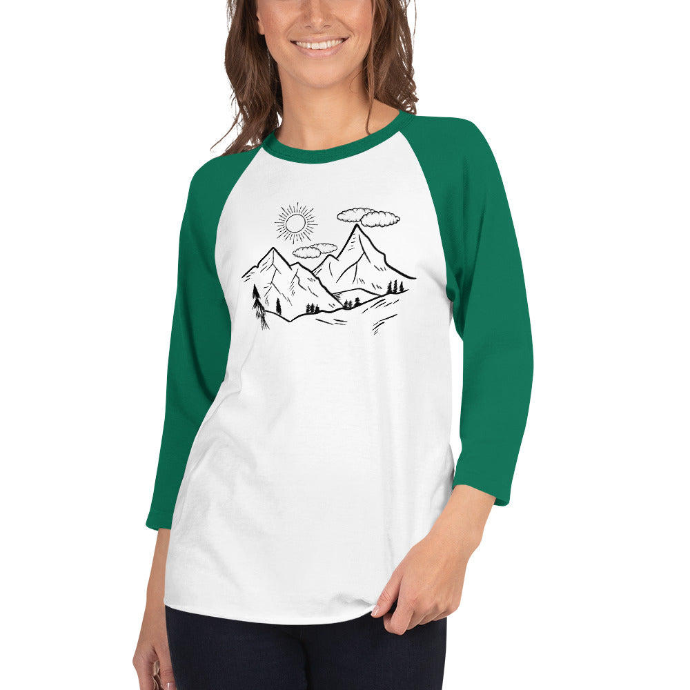 The Great Outdoors Mountain Tops 3/4 sleeve raglan shirt