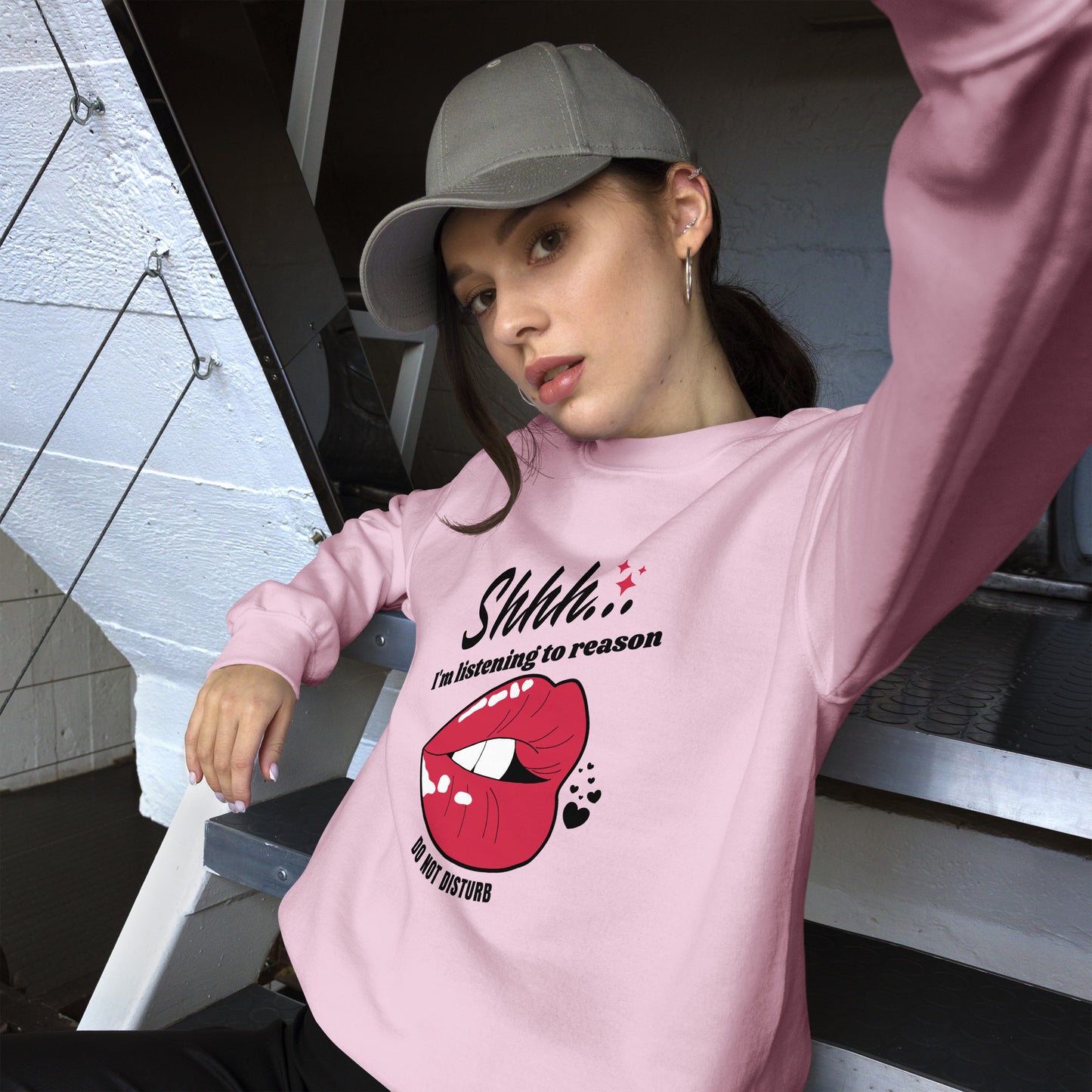 Shhh I'm Listening To Reason luscious lips Unisex Sweatshirt