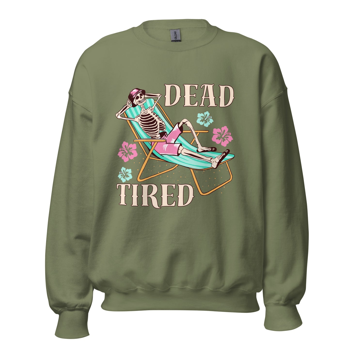 Dead Tired skeleton lounging Unisex Sweatshirt
