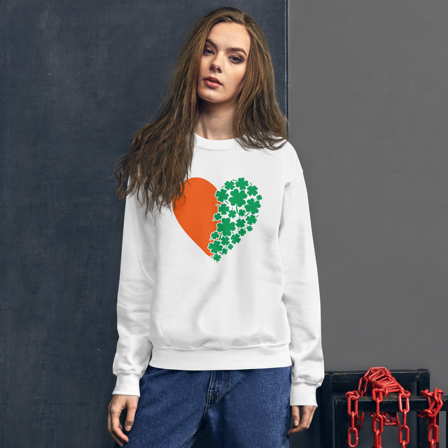 St. Patrick's Day Heart Clovers Unisex Sweatshirt