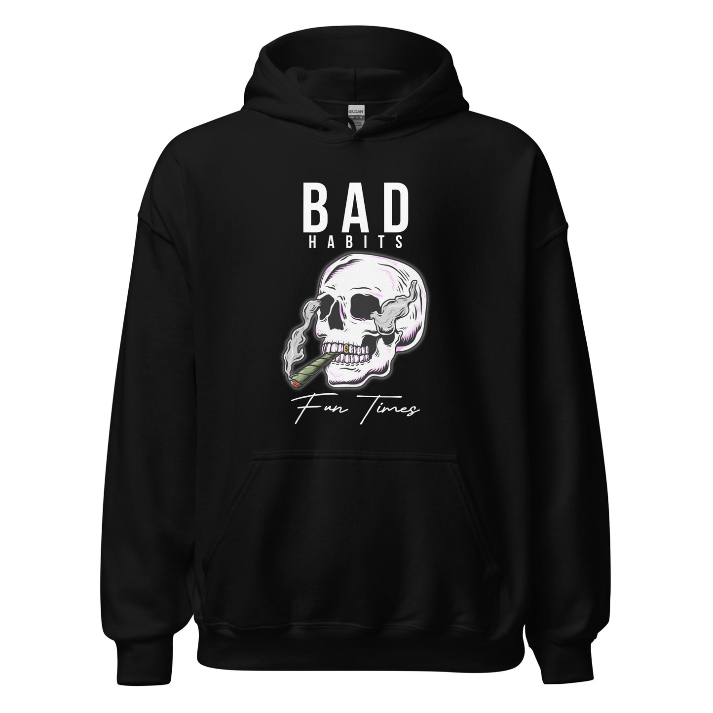 BAD Habits. FUN Times. Smoking Skull Unisex Hoodie