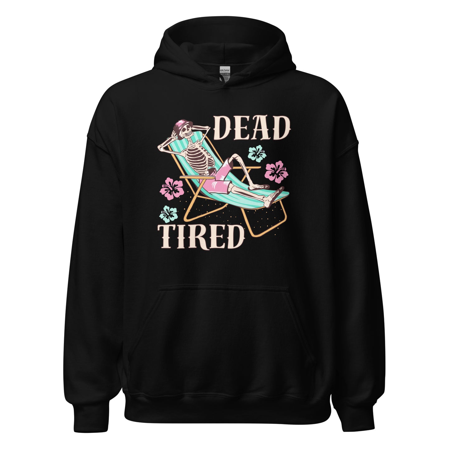 Dead Tired skeleton lounging Unisex Hoodie