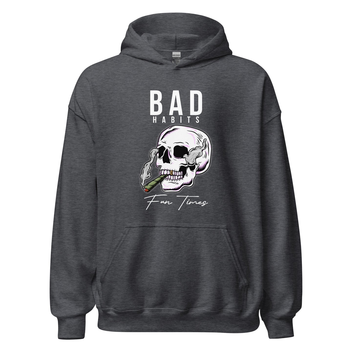 BAD Habits. FUN Times. Smoking Skull Unisex Hoodie