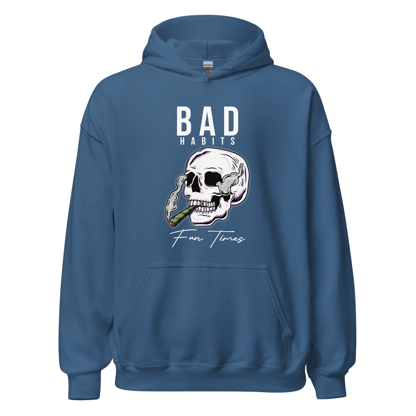 BAD Habits. FUN Times. Smoking Skull Unisex Hoodie