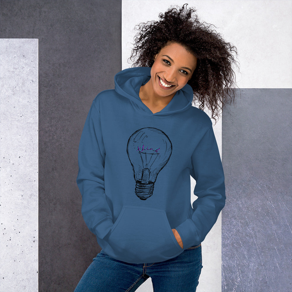 THINK neon light bulb Unisex Hoodie
