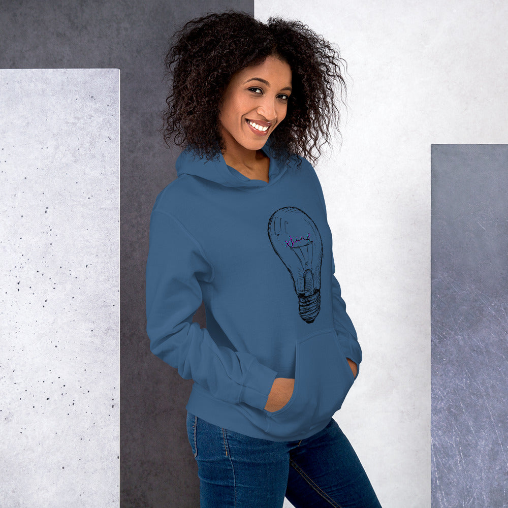 THINK neon light bulb Unisex Hoodie