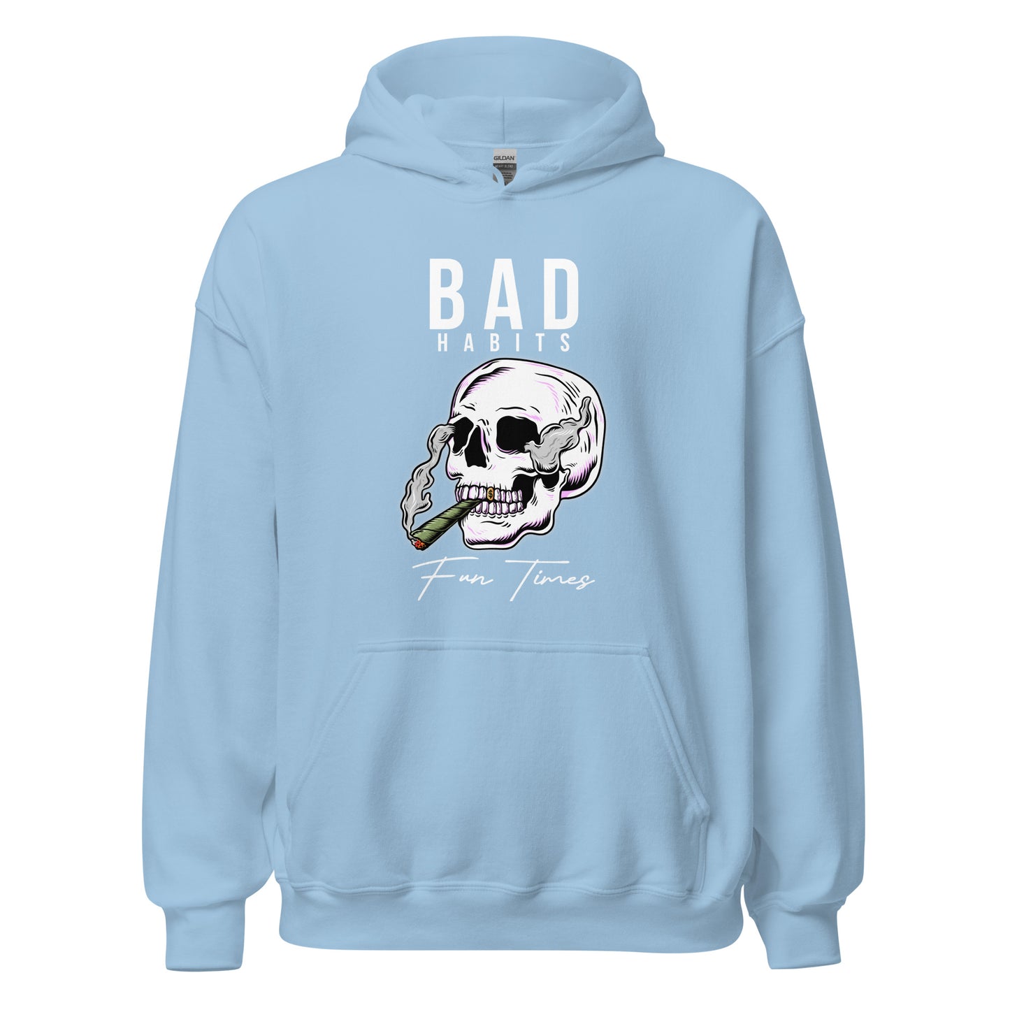 BAD Habits. FUN Times. Smoking Skull Unisex Hoodie